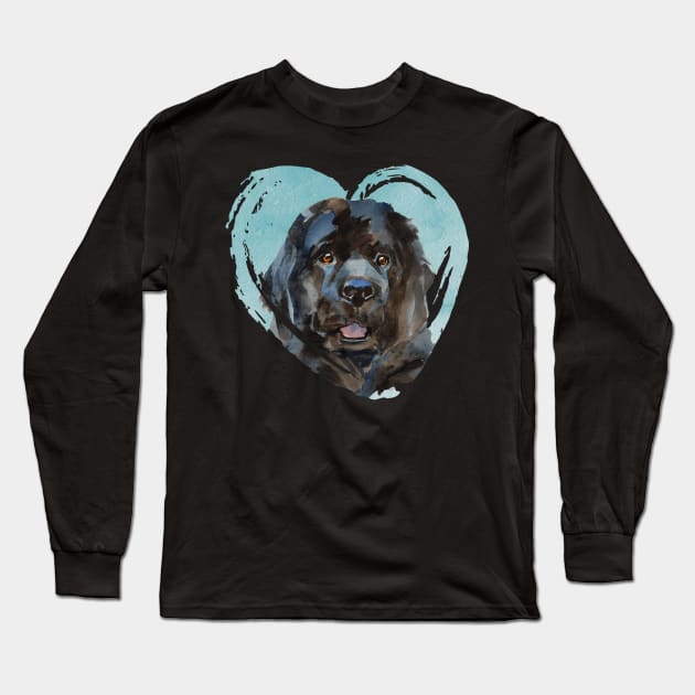 Newfoundland Portrait Long Sleeve T-Shirt by AngelFlame